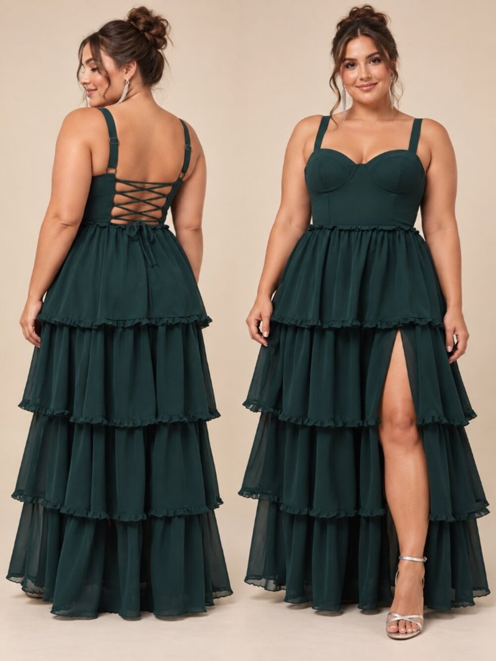 LULU's Sexy Prom Special Event Wedding Flowy Chiffon Corset Tie Back Maxi Gown